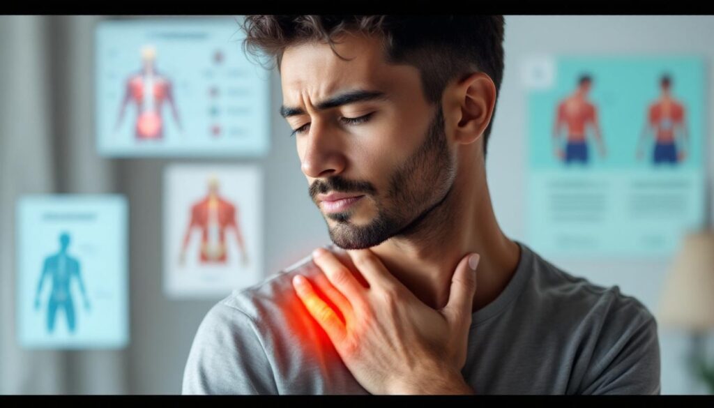 paciente con dolor en el hombro